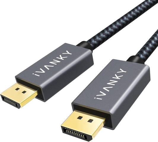 Display Port Cable 10Ft, Display Port Cord, [4K@60Hz, 2K@165Hz, 2K@144Hz], Gold-Plated Braided High Speed DP to DP Cable 10Ft, Displayport 1.2 Cord for Gaming Monitor, TV, PC, Laptop